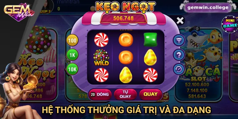 Hệ thống phần thưởng giá trị và đa dạng từ nổ hũ Vip Gemwin